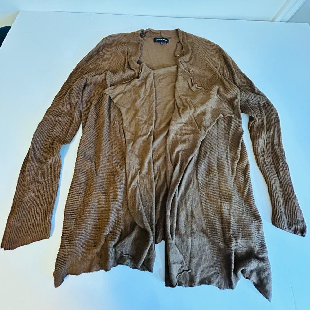 Jones New York Light weight Brown Ribbed Cardigan